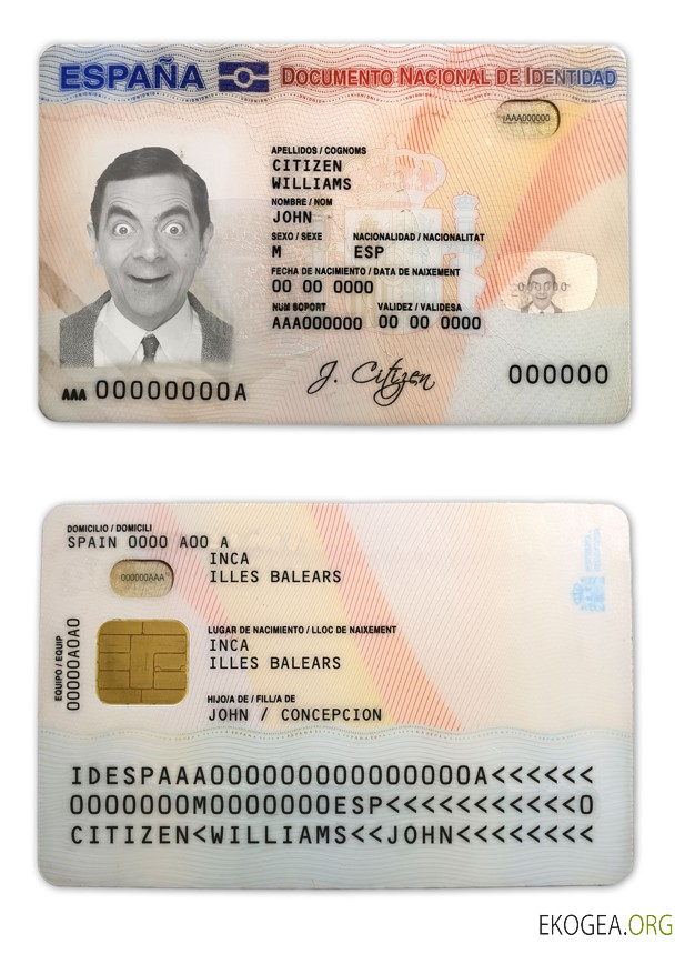 Carte d'identité Espagne template Carte d'identité Espagne template